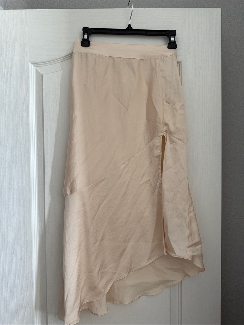 Free People Cream Asymmetrical Midi Skirt with Side Slit